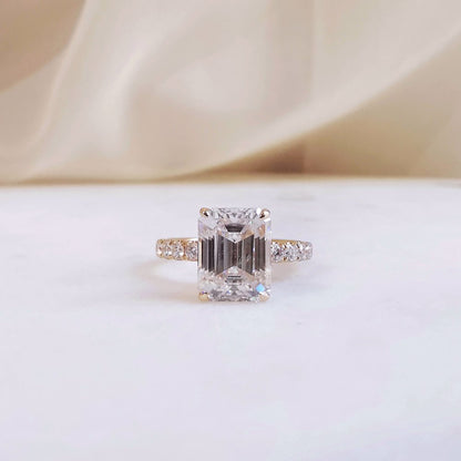 3 CT Emerald Pave Moissanite Engagement Ring