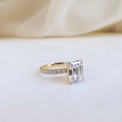 3 CT Emerald Pave Moissanite Engagement Ring