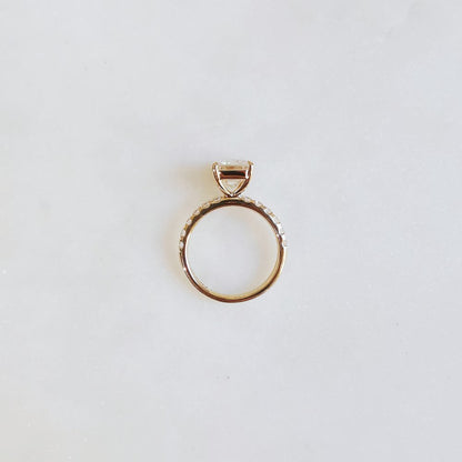 3 CT Emerald Pave Moissanite Engagement Ring