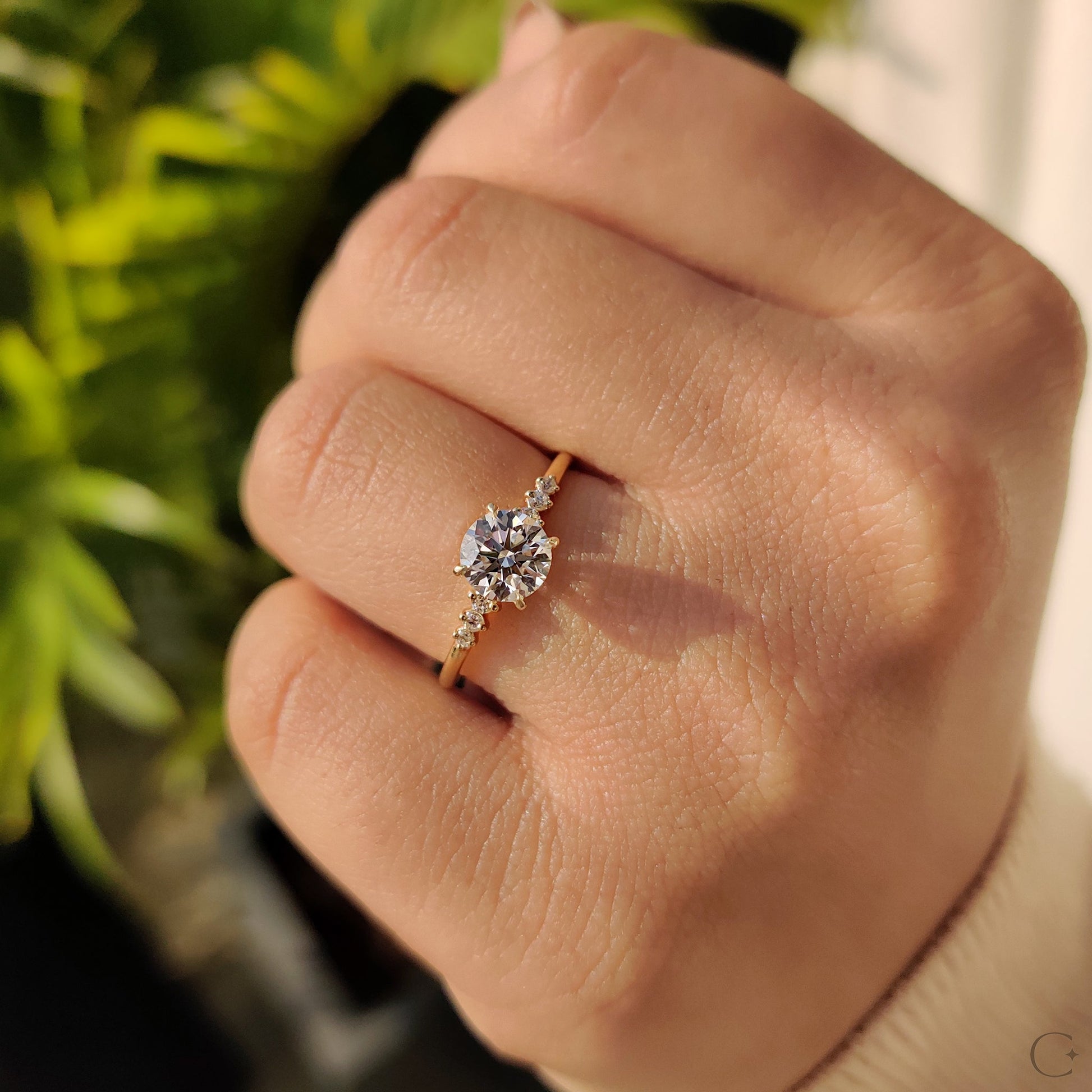 0.80 CT Round Pave Moissanite Engagement Ring