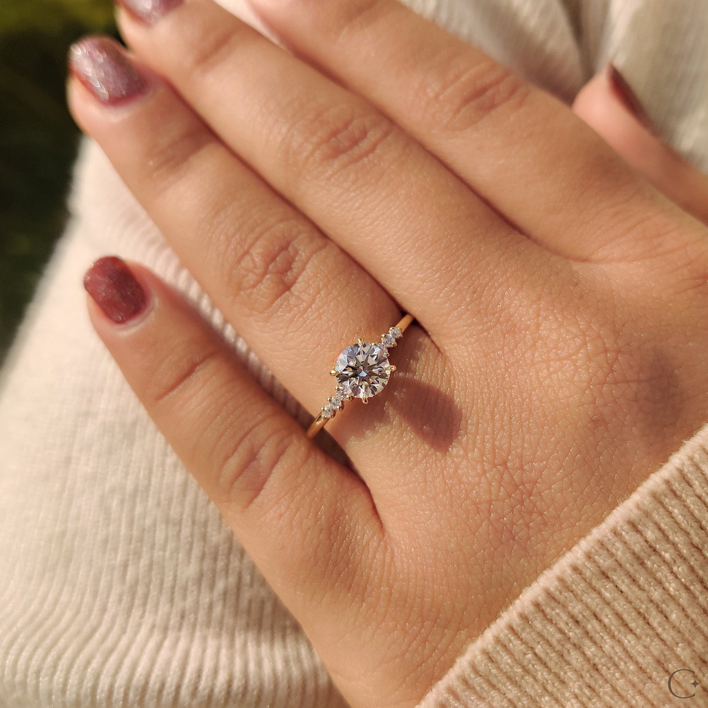 0.80 CT Round Pave Moissanite Engagement Ring