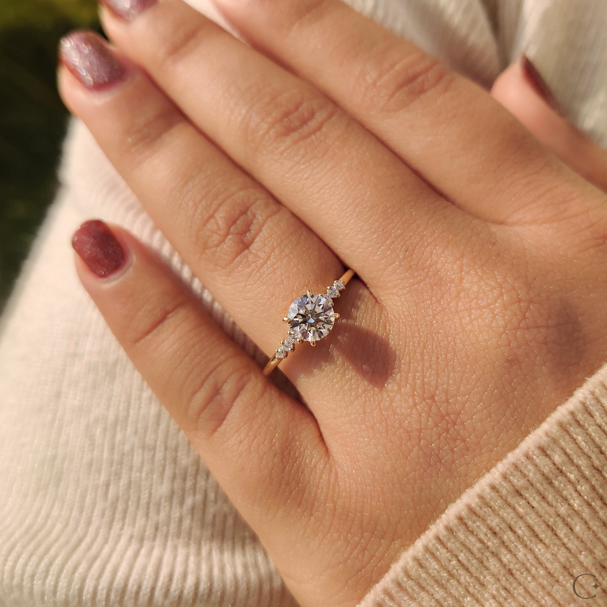 0.80 CT Round Pave Moissanite Engagement Ring
