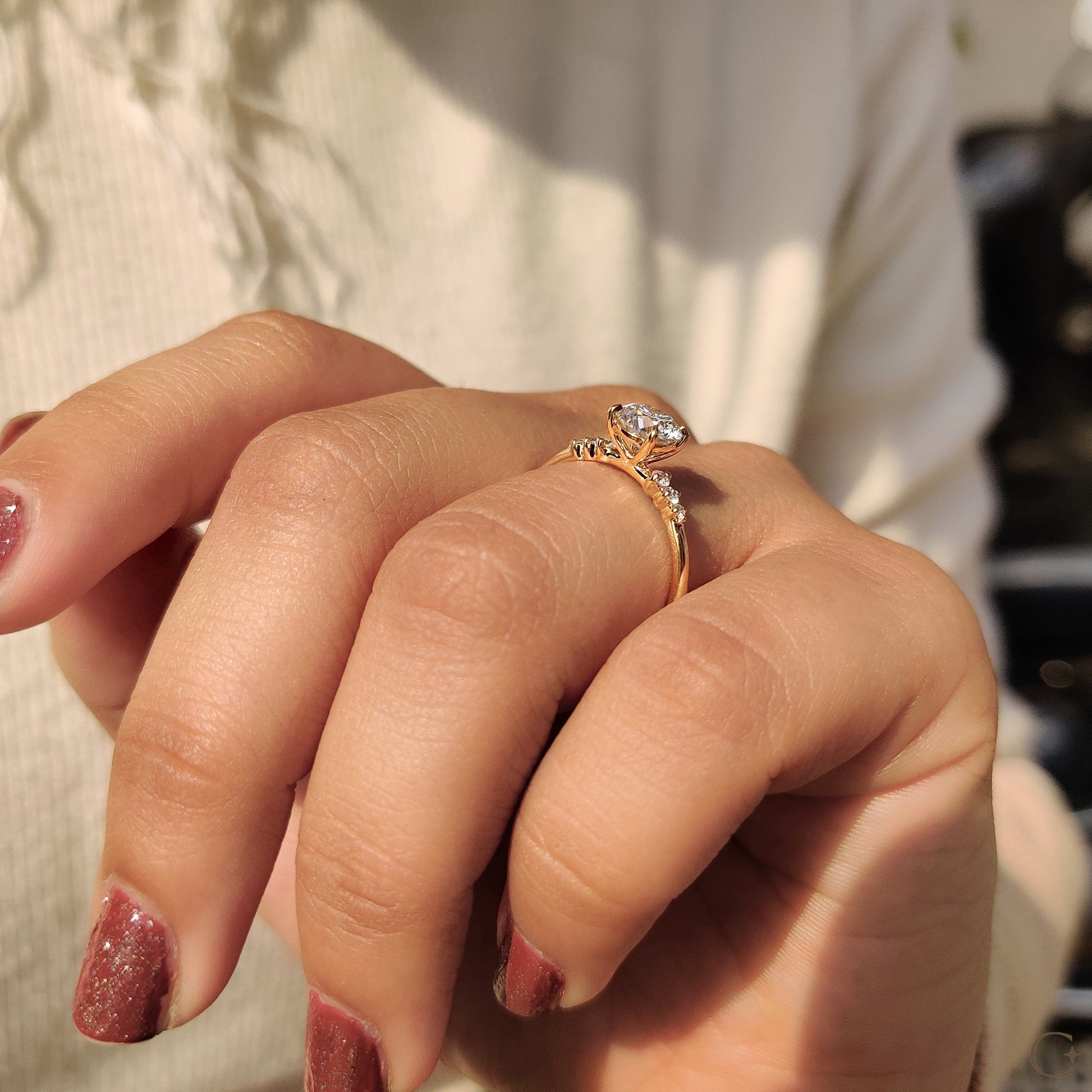 0.80 CT Round Pave Moissanite Engagement Ring