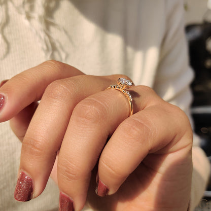 0.80 CT Round Pave Moissanite Engagement Ring