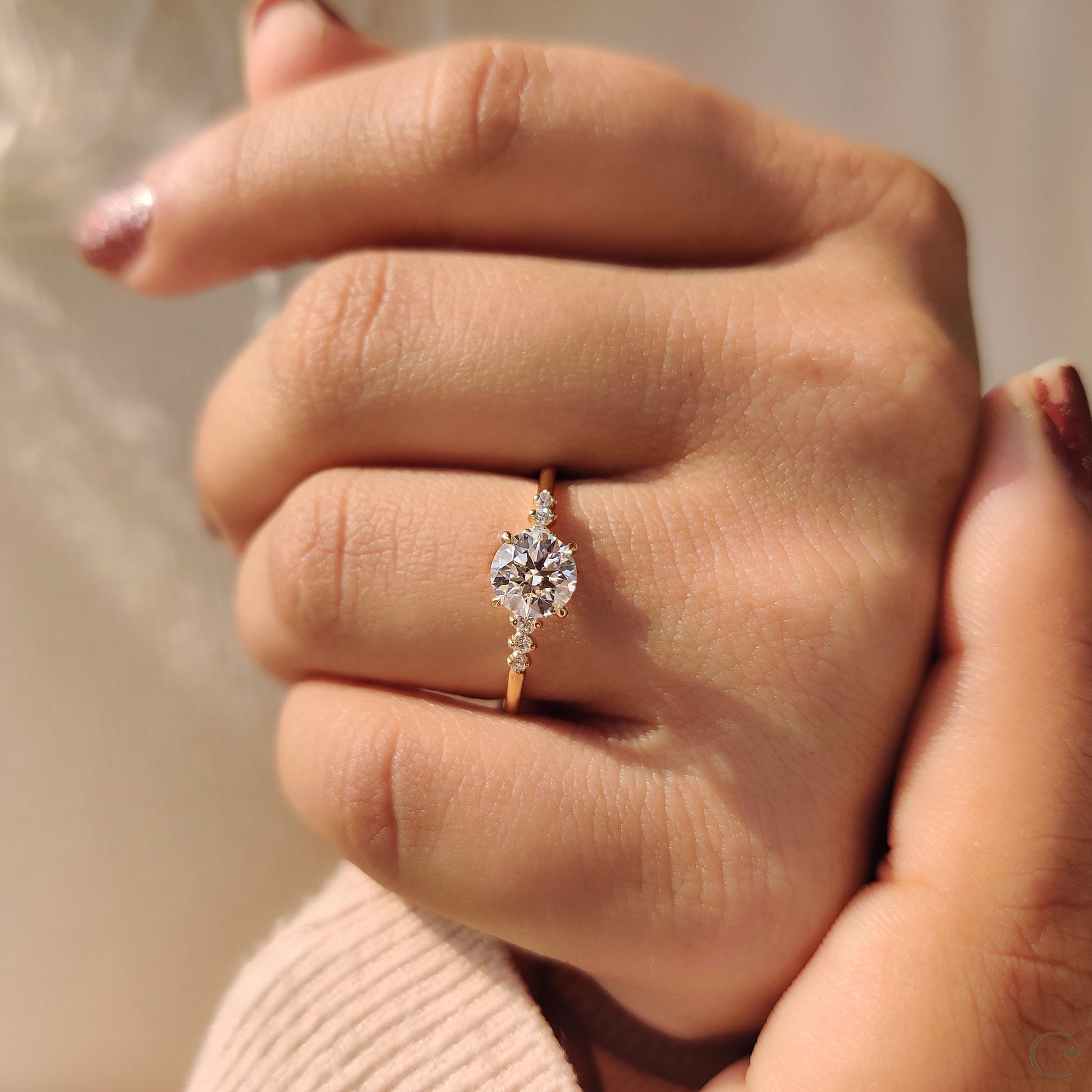 0.80 CT Round Pave Moissanite Engagement Ring