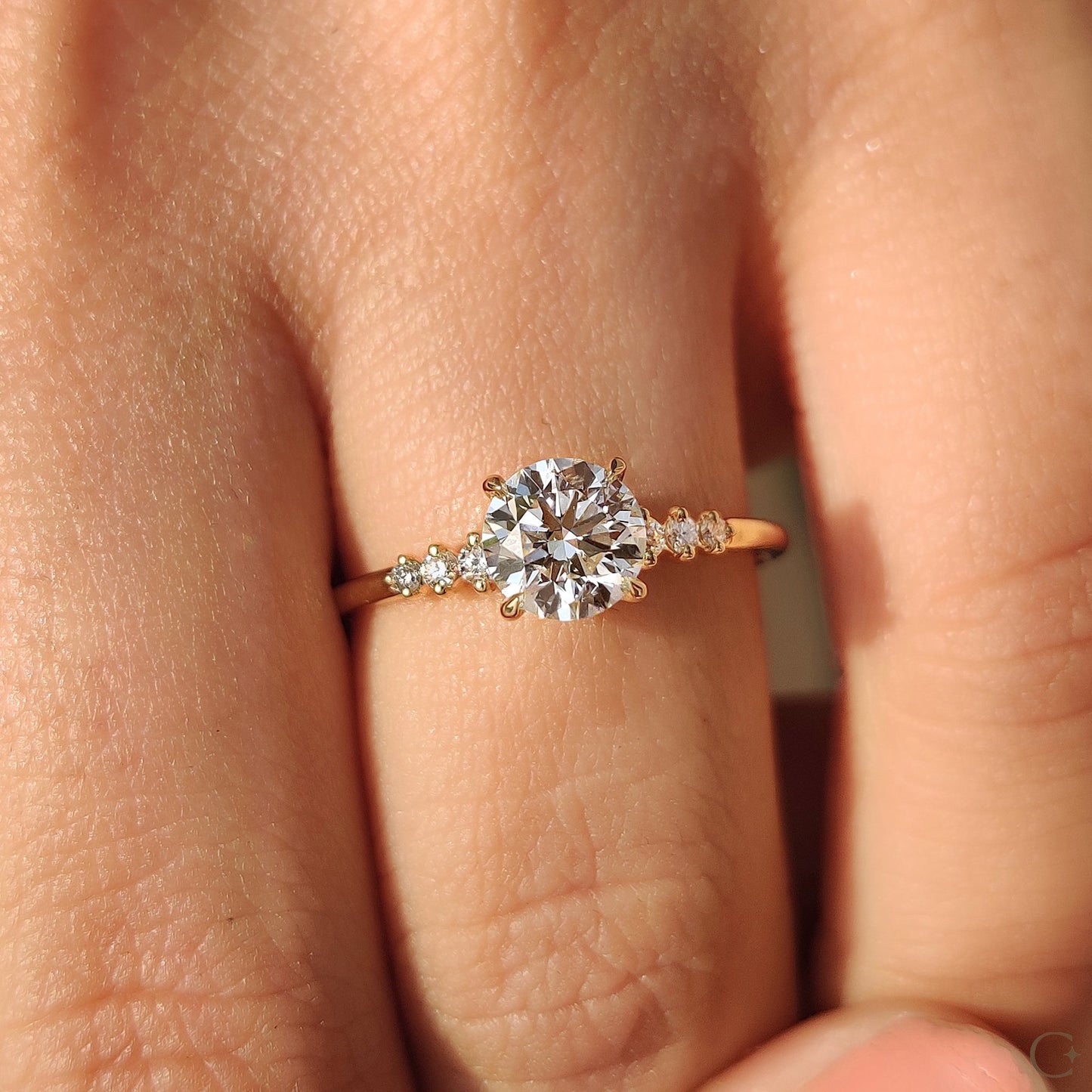 0.80 CT Round Pave Moissanite Engagement Ring
