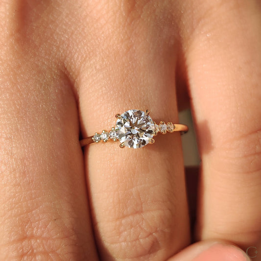 0.80 CT Round Pave Moissanite Engagement Ring