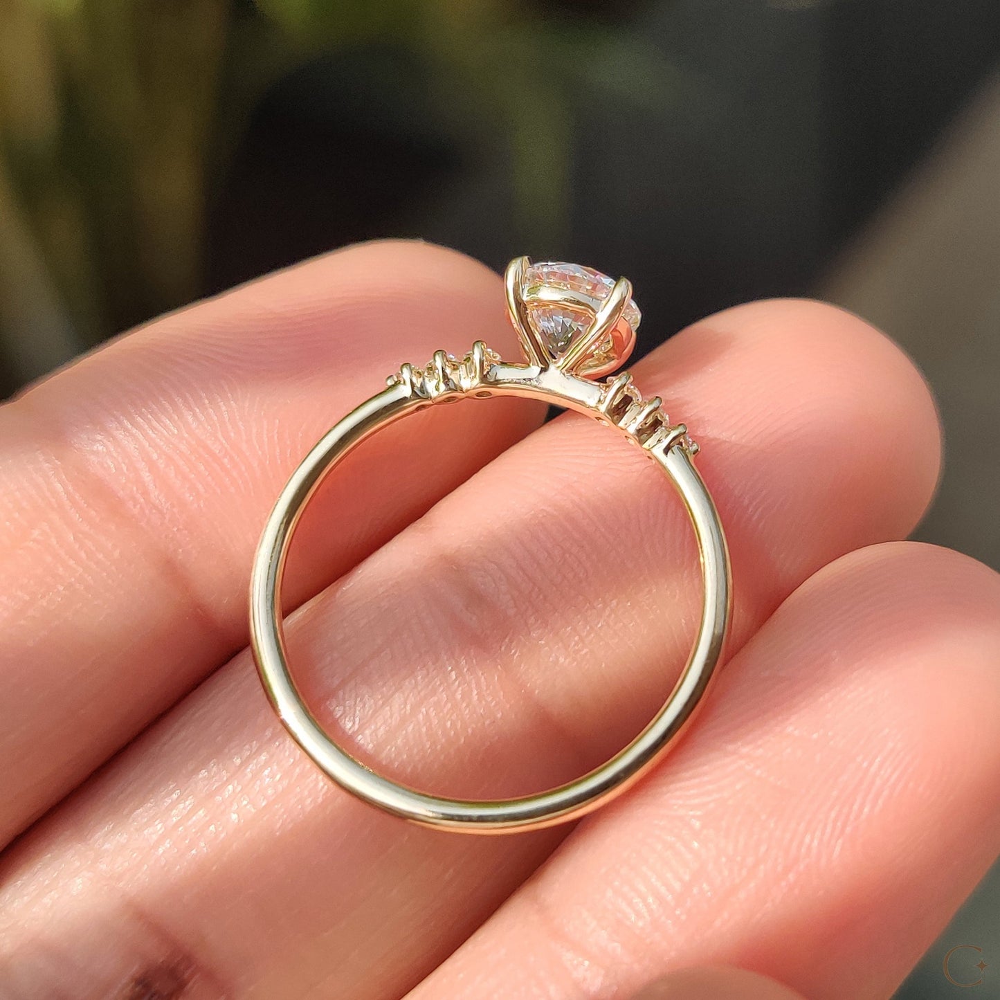 0.80 CT Round Pave Moissanite Engagement Ring