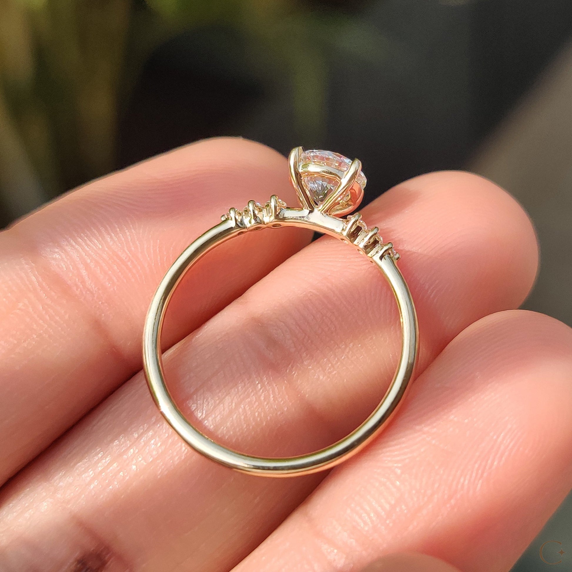 0.80 CT Round Pave Moissanite Engagement Ring