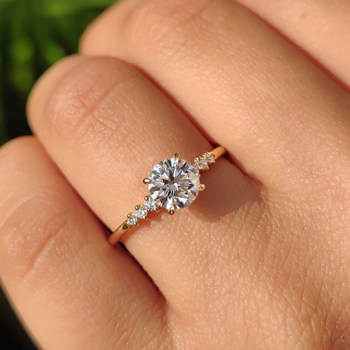 0.80 CT Round Pave Moissanite Engagement Ring