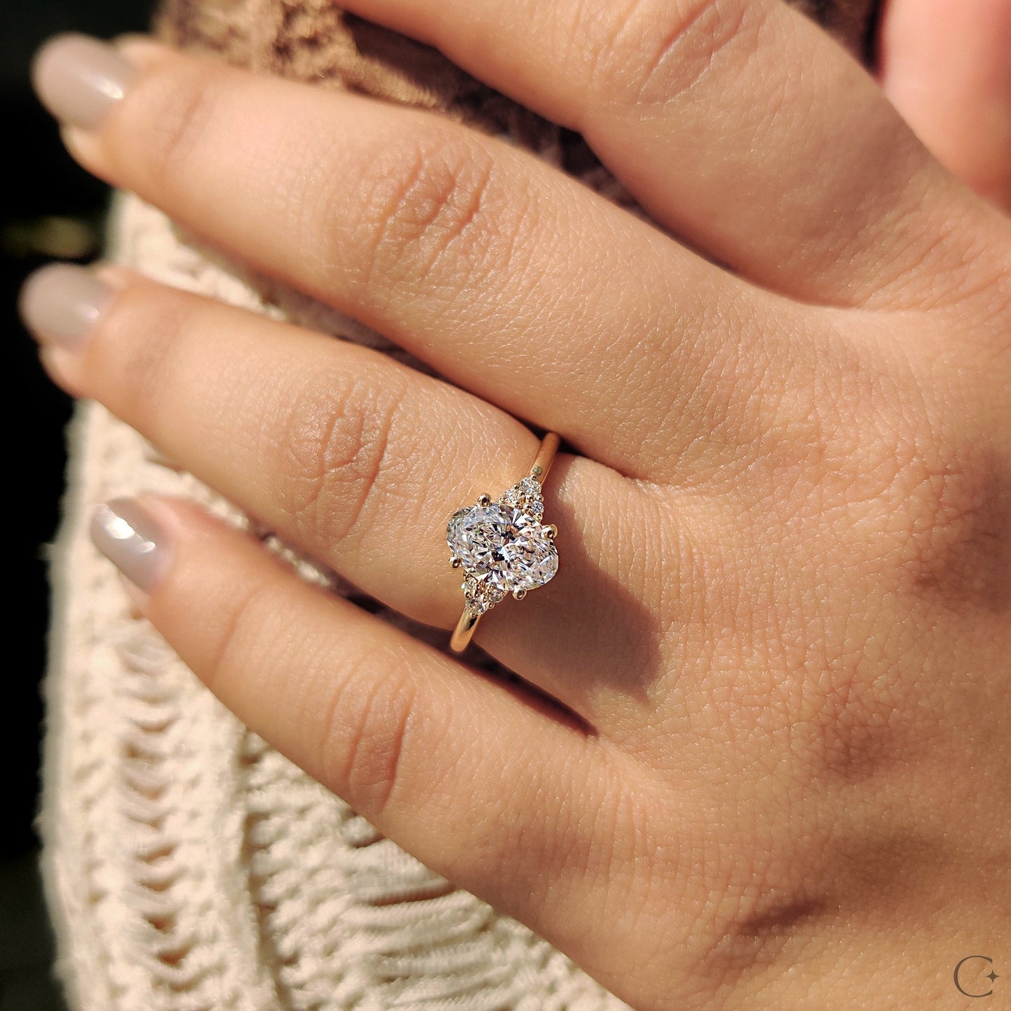 1 CT Oval Cluster Moissanite Engagement Ring