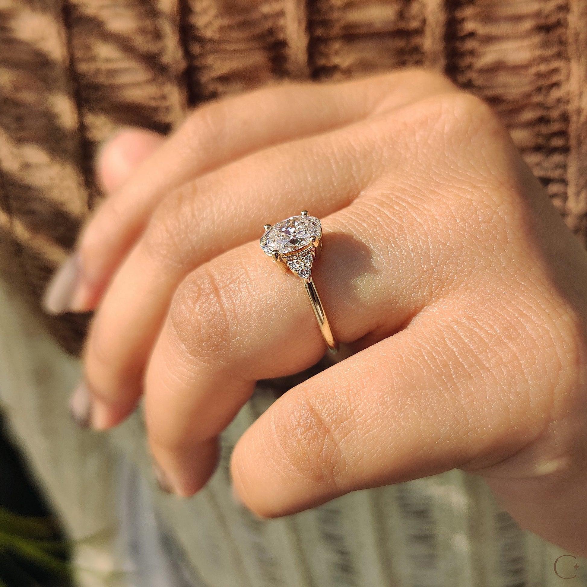 1 CT Oval Cluster Moissanite Engagement Ring