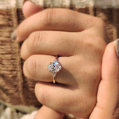 1 CT Oval Cluster Moissanite Engagement Ring