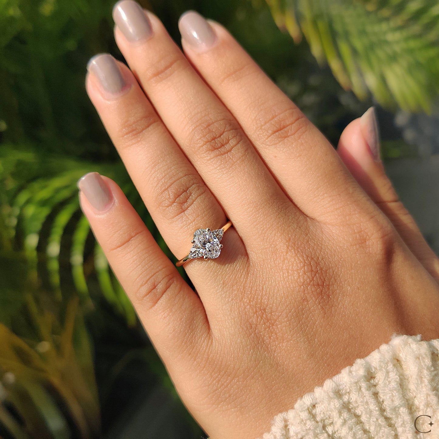 1 CT Oval Cluster Moissanite Engagement Ring