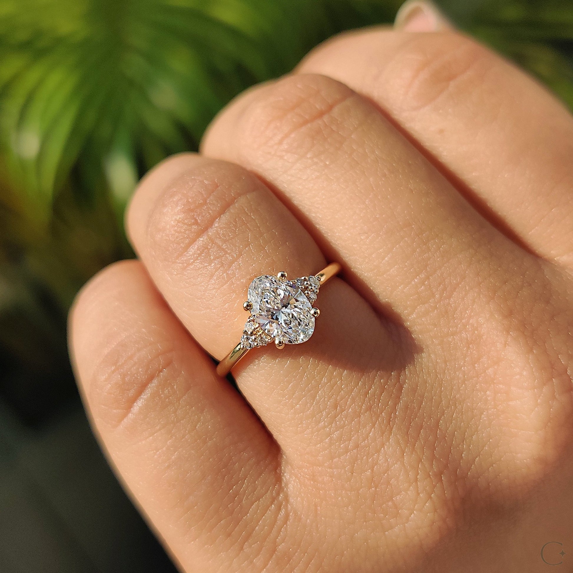 1 CT Oval Cluster Moissanite Engagement Ring