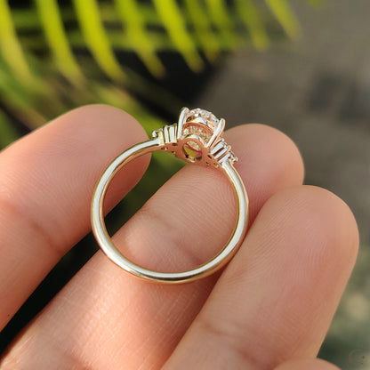 1 CT Oval Cluster Moissanite Engagement Ring