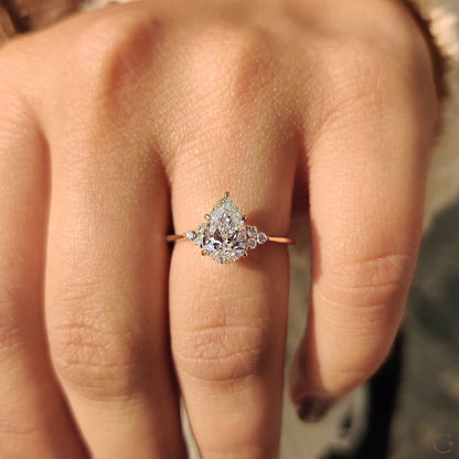 1 CT Pear Cluster Moissanite Engagement Ring