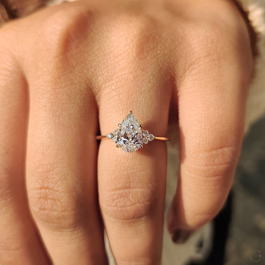 1 CT Pear Cluster Moissanite Engagement Ring