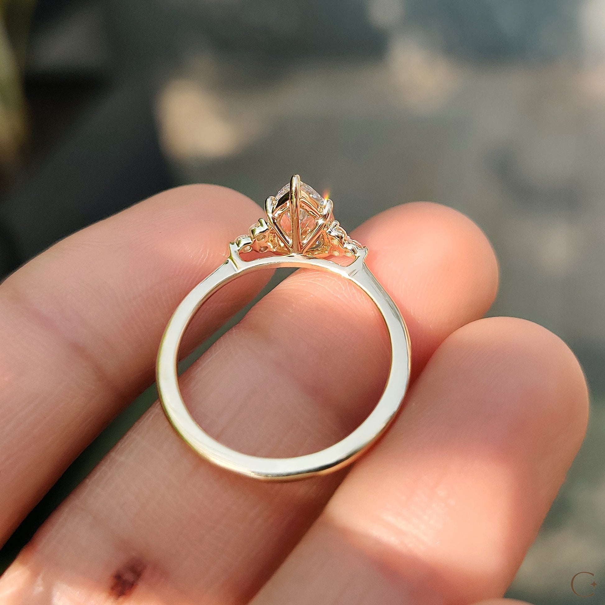 1 CT Pear Cluster Moissanite Engagement Ring