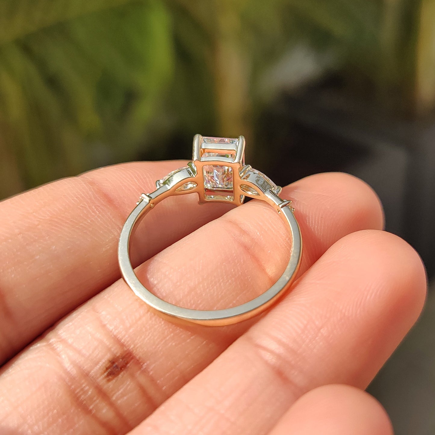2 CT Emerald Cluster Moissanite Engagement Ring