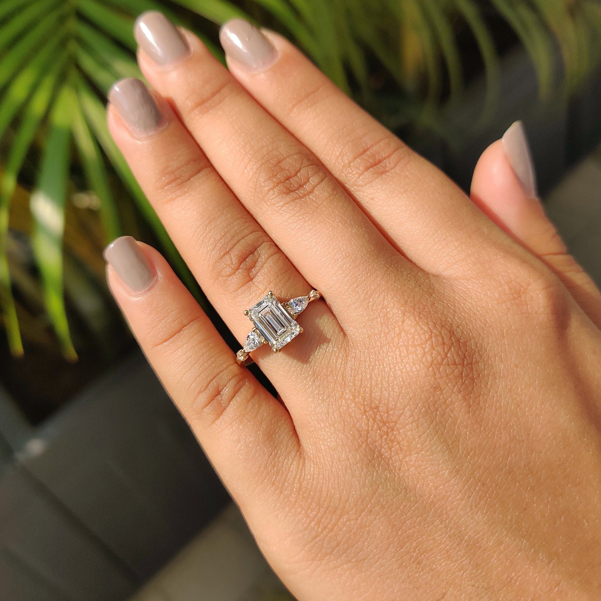 2 CT Emerald Cluster Moissanite Engagement Ring