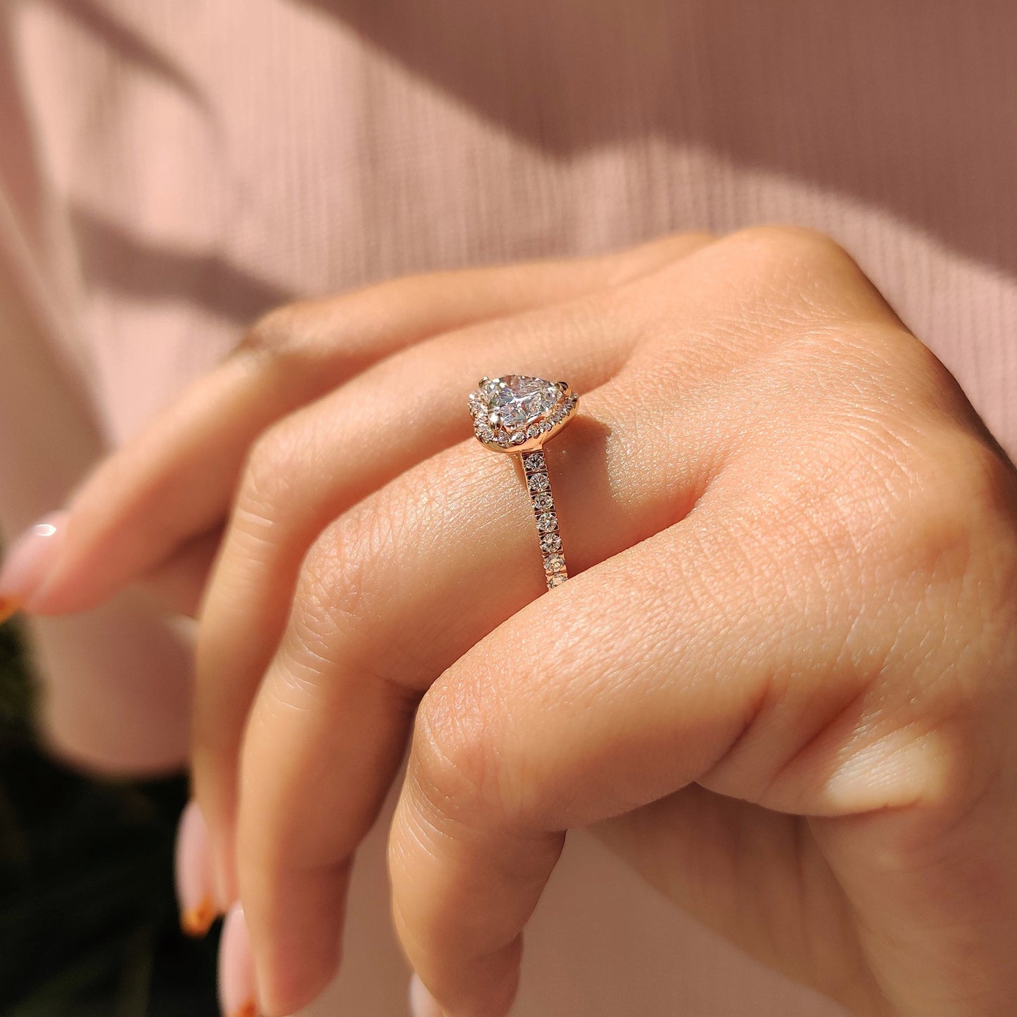 1 CT Heart Halo & Pave Moissanite Engagement Ring