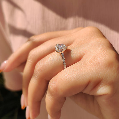 1 CT Heart Halo & Pave Moissanite Engagement Ring