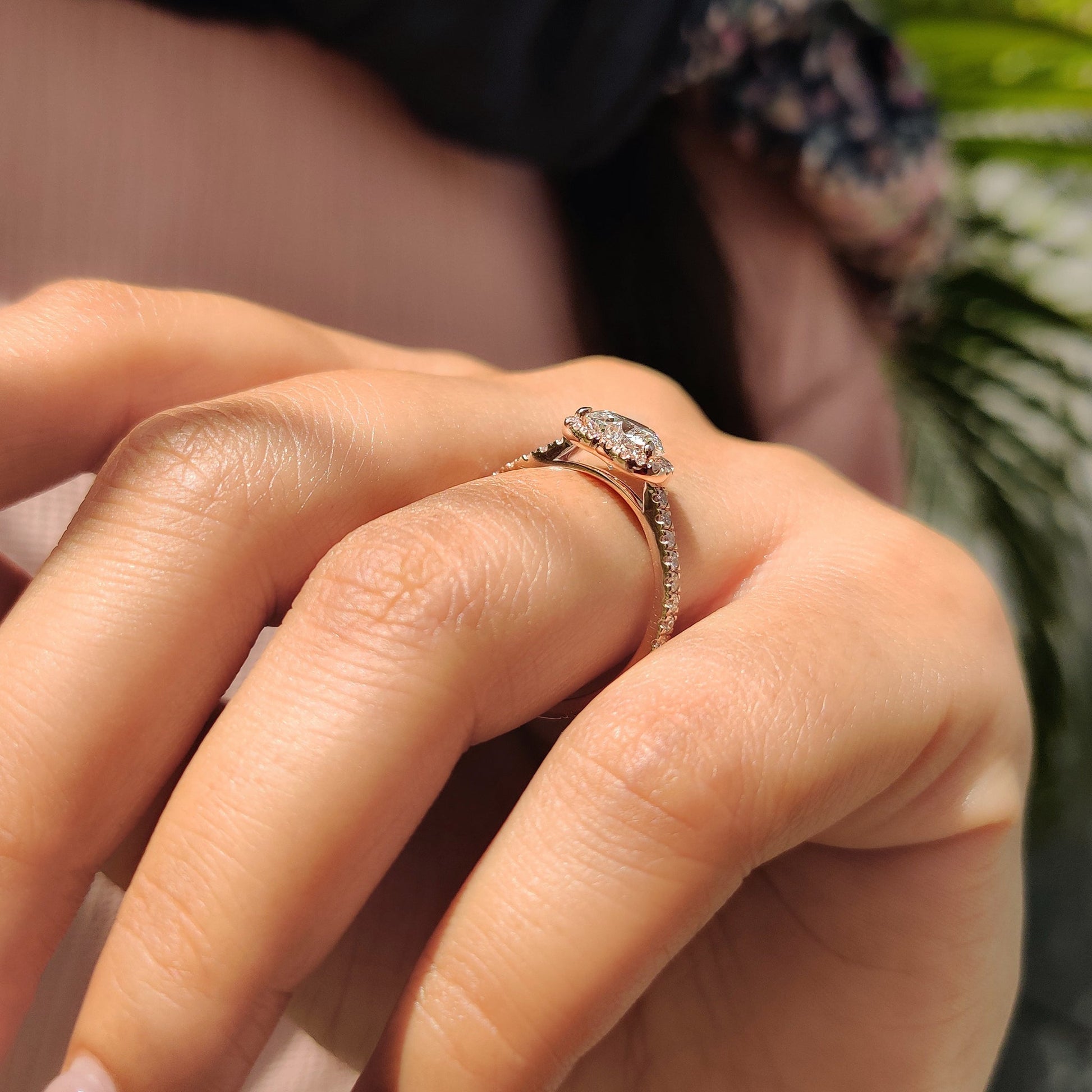 1 CT Heart Halo & Pave Moissanite Engagement Ring