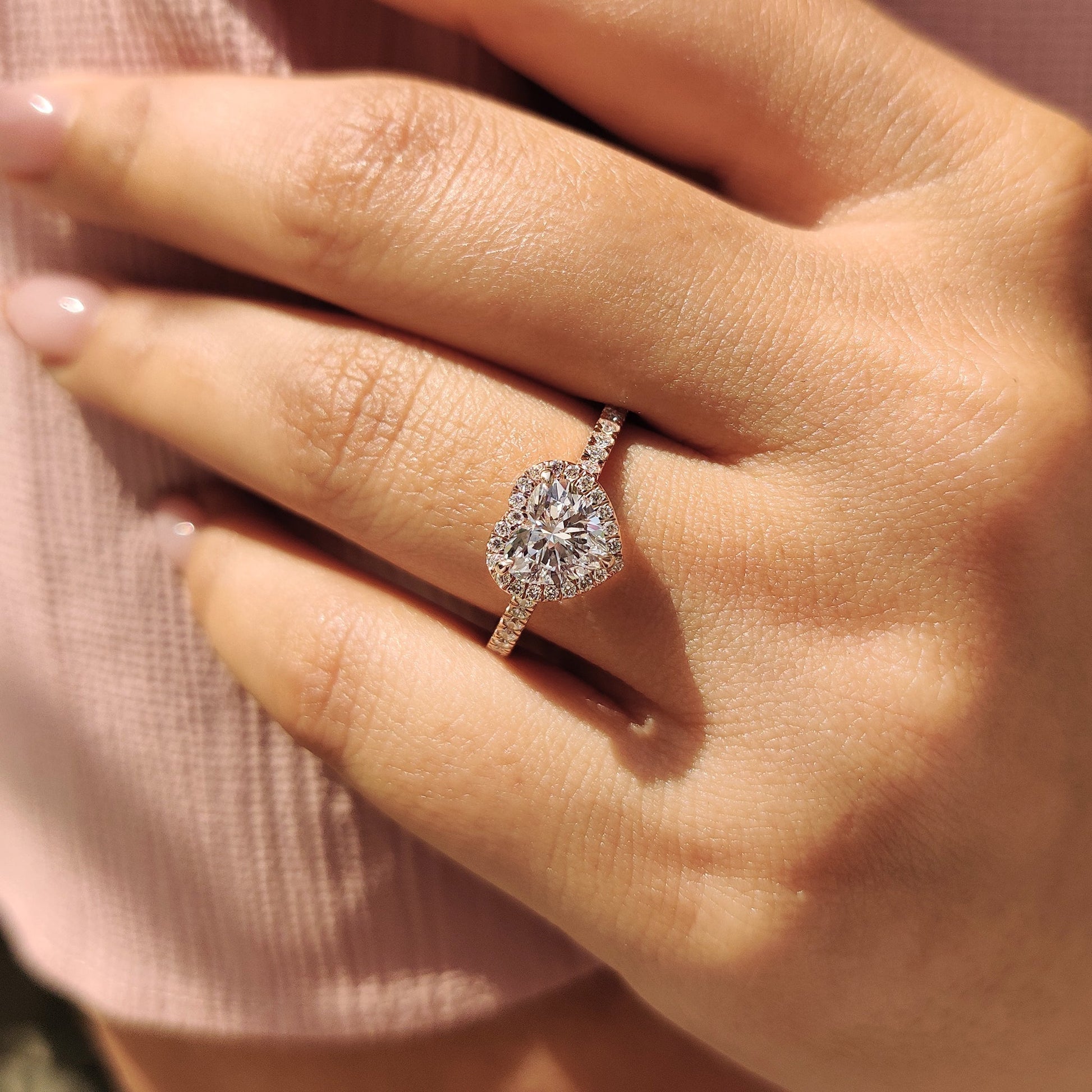 1 CT Heart Halo & Pave Moissanite Engagement Ring