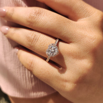 1 CT Heart Halo & Pave Moissanite Engagement Ring