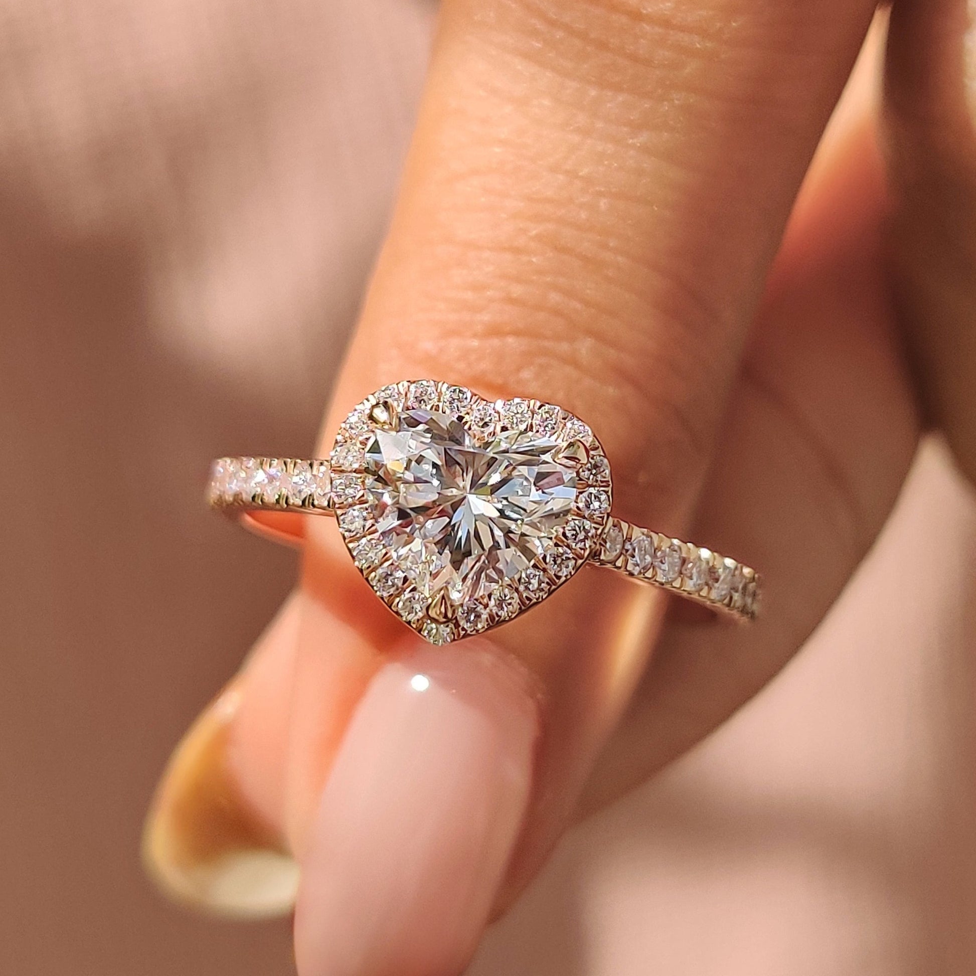 1 CT Heart Halo & Pave Moissanite Engagement Ring