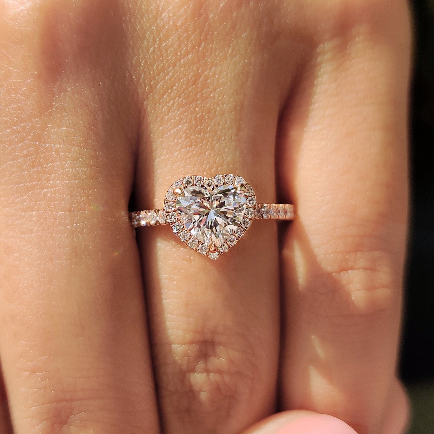 1 CT Heart Halo & Pave Moissanite Engagement Ring