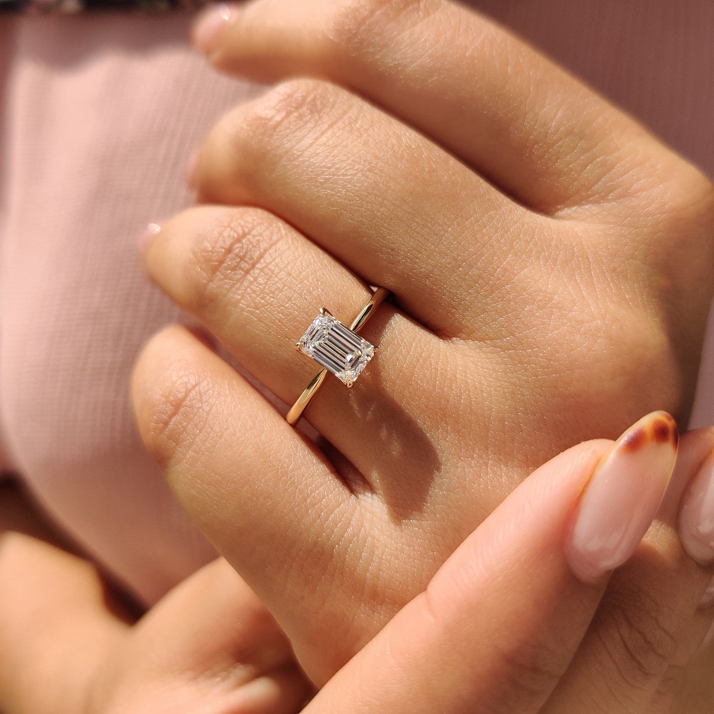 1 CT Emerald Solitaire Moissanite Engagement Ring