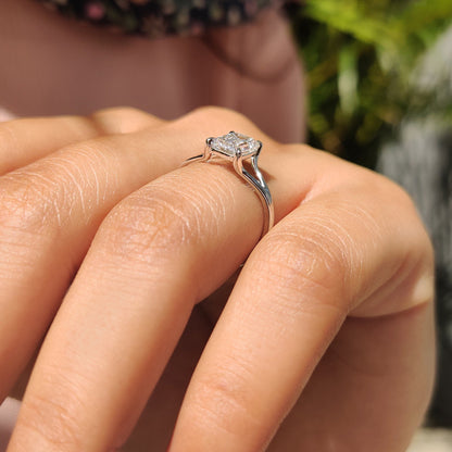 1.50 CT Cushion Dainty Pave Moissanite Engagement Ring