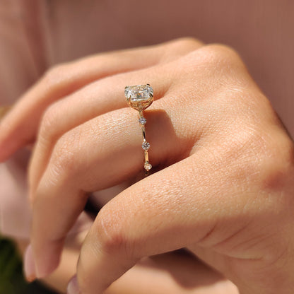 1 CT Cushion Dainty Pave Moissanite Engagement Ring