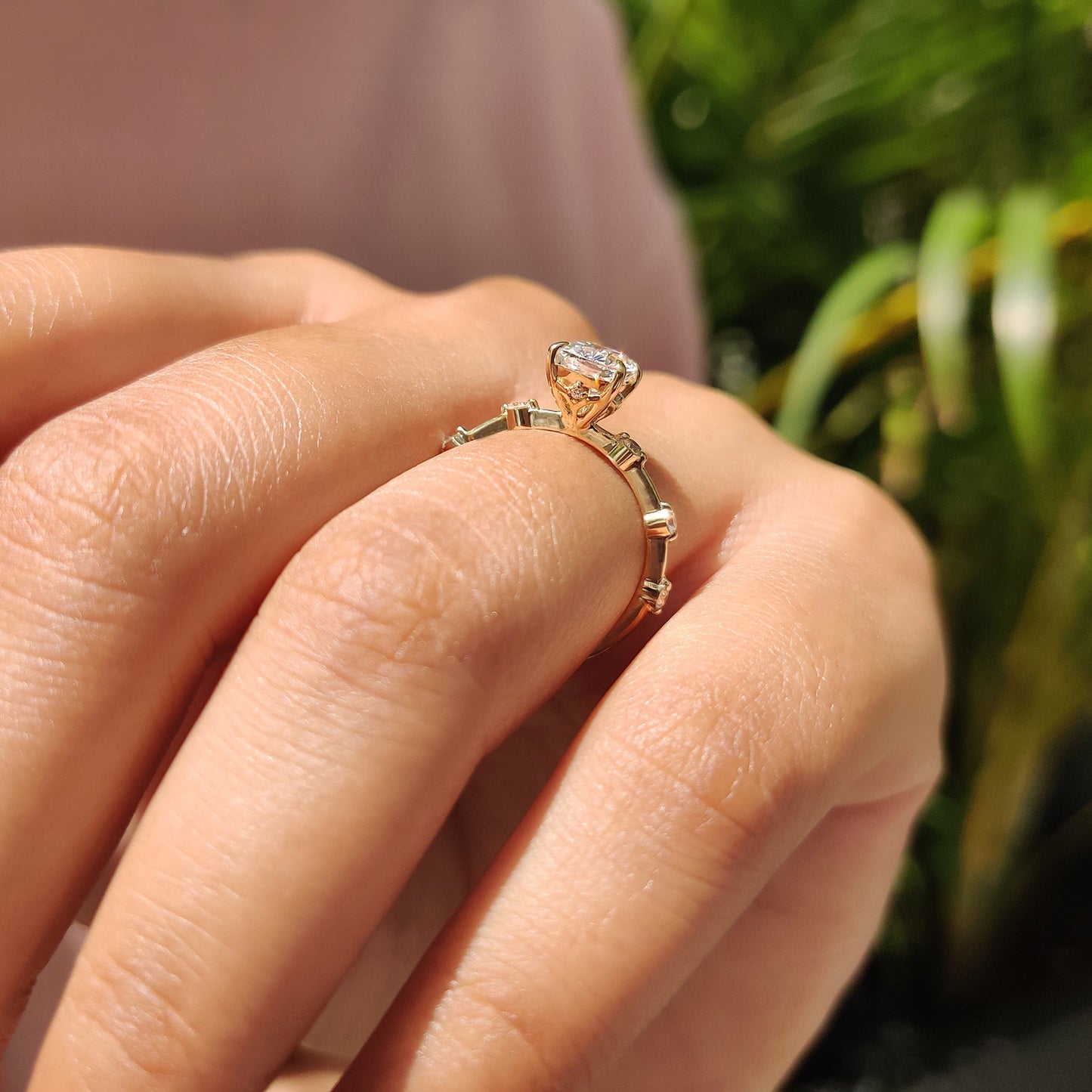 1 CT Cushion Dainty Pave Moissanite Engagement Ring