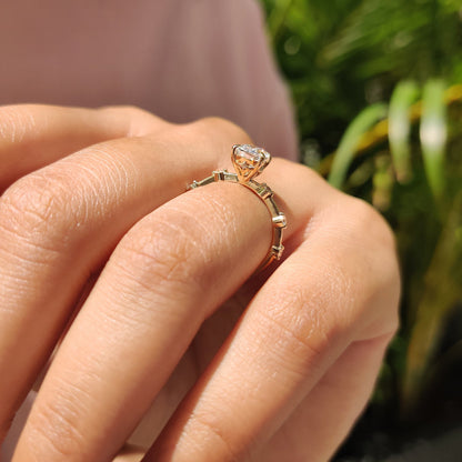 1 CT Cushion Dainty Pave Moissanite Engagement Ring