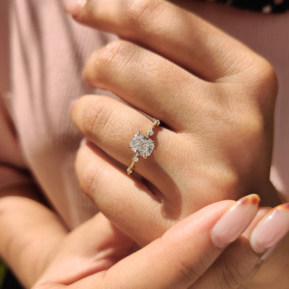 1 CT Cushion Dainty Pave Moissanite Engagement Ring
