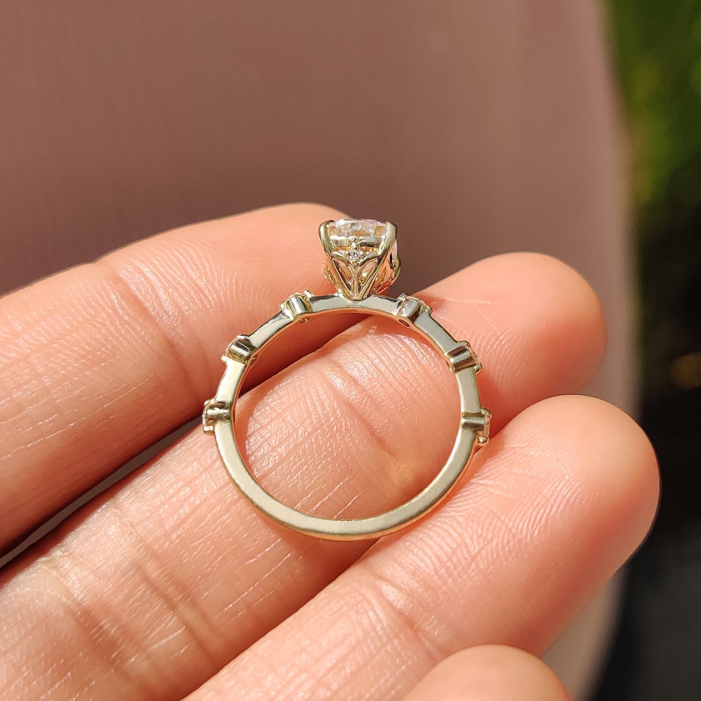 1 CT Cushion Dainty Pave Moissanite Engagement Ring