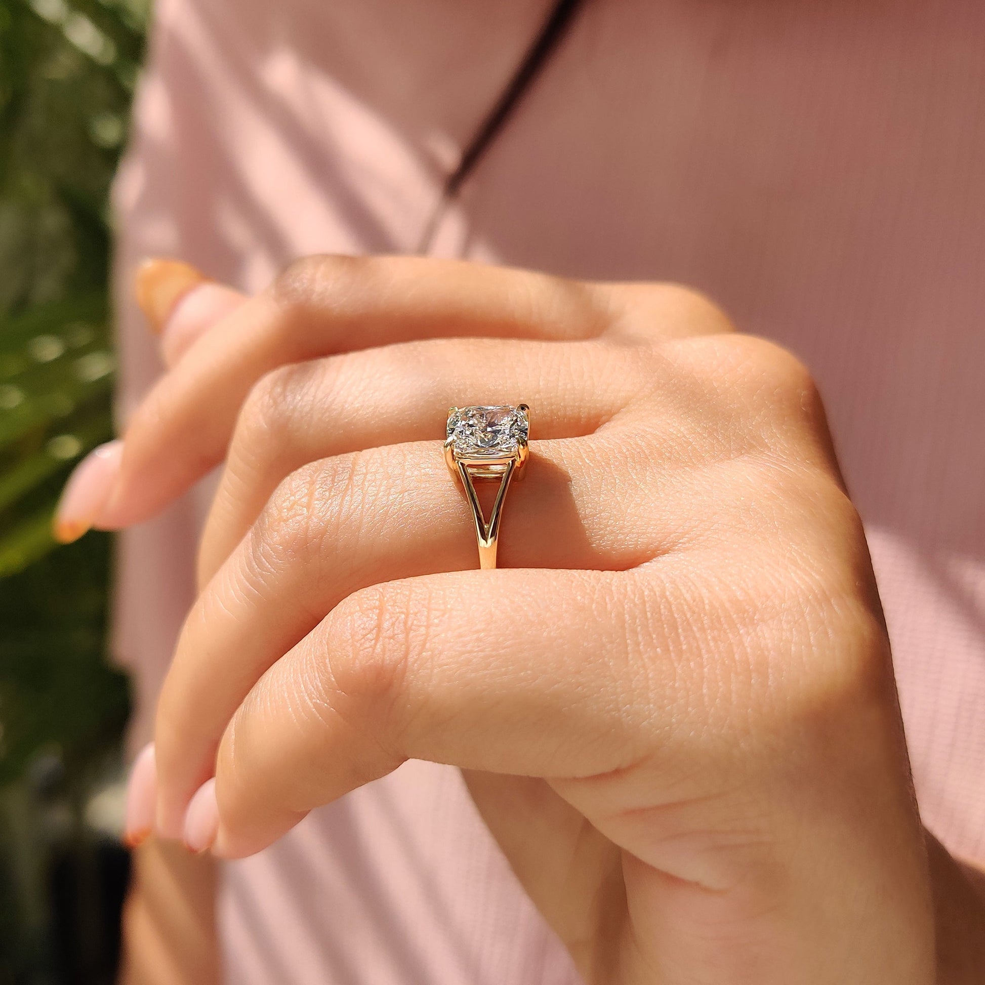 1.50 CT Cushion Split Shank Moissanite Engagement Ring
