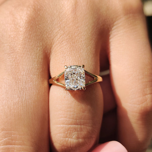 1.50 CT Cushion Split Shank Moissanite Engagement Ring
