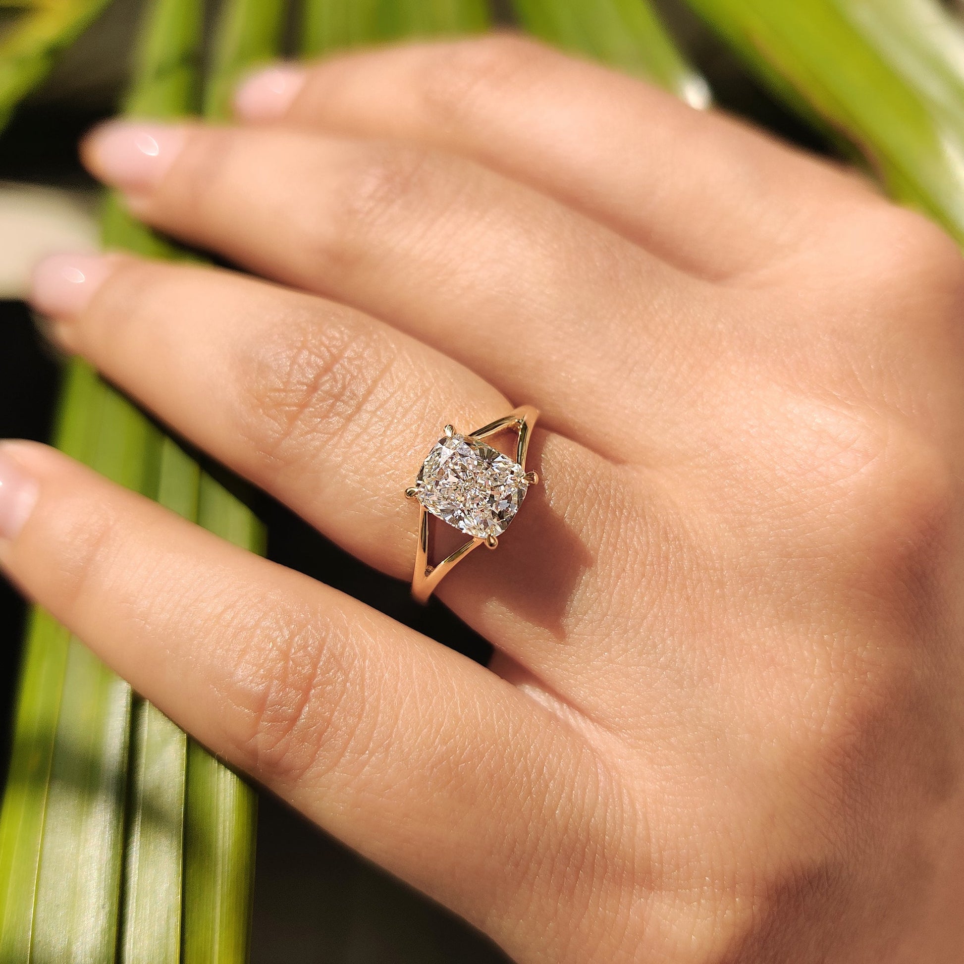 1.50 CT Cushion Split Shank Moissanite Engagement Ring