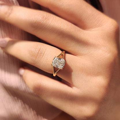 1.50 CT Cushion Split Shank Moissanite Engagement Ring