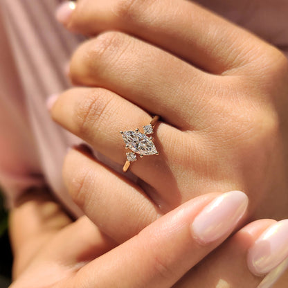 1 CT Marquise Three Stone Moissanite Engagement Ring