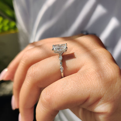 2 CT Radiant Dainty Pave Moissanite Engagement Ring