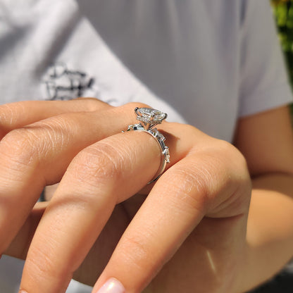 2 CT Radiant Dainty Pave Moissanite Engagement Ring