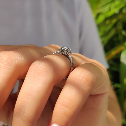 1 CT Emerald Three Stone Moissanite Engagement Ring