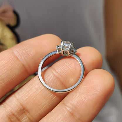 1 CT Emerald Three Stone Moissanite Engagement Ring
