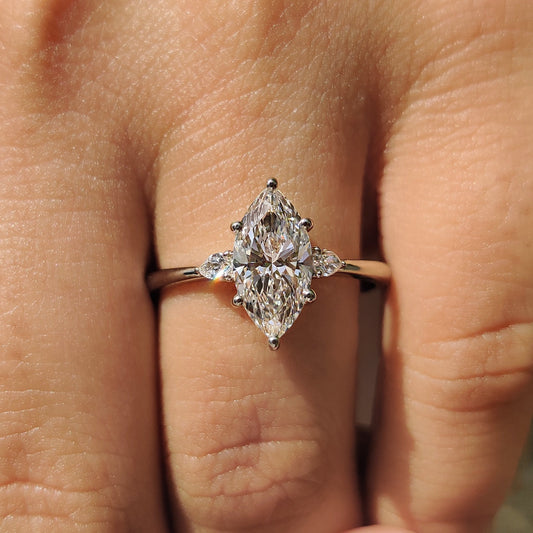 1.50 CT Marquise Three Stone Moissanite Engagement Ring