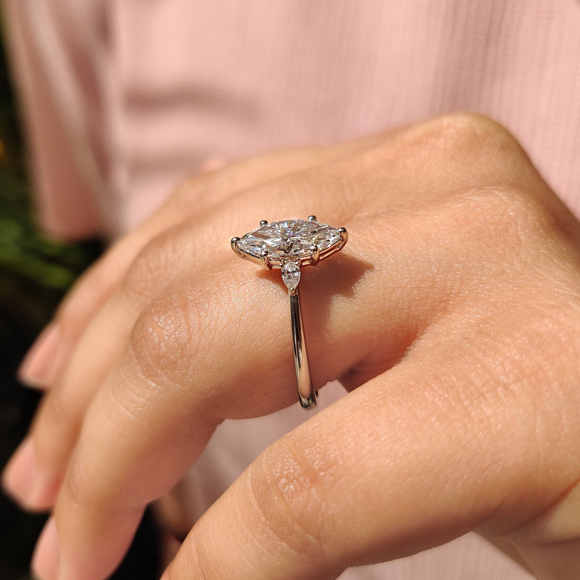 1.50 CT Marquise Three Stone Moissanite Engagement Ring
